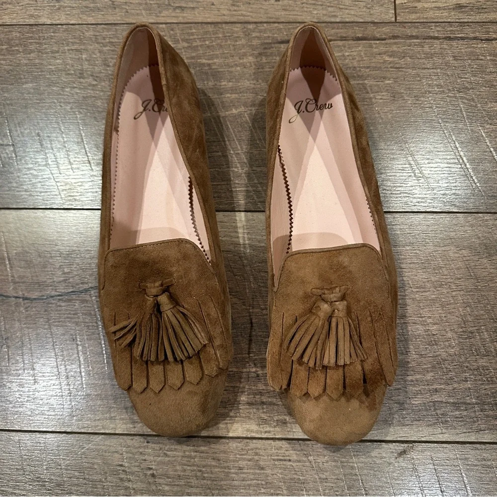 J.Crew Suede Tassel Smoking Slippers Loafers NWOT - Picture 2 of 5